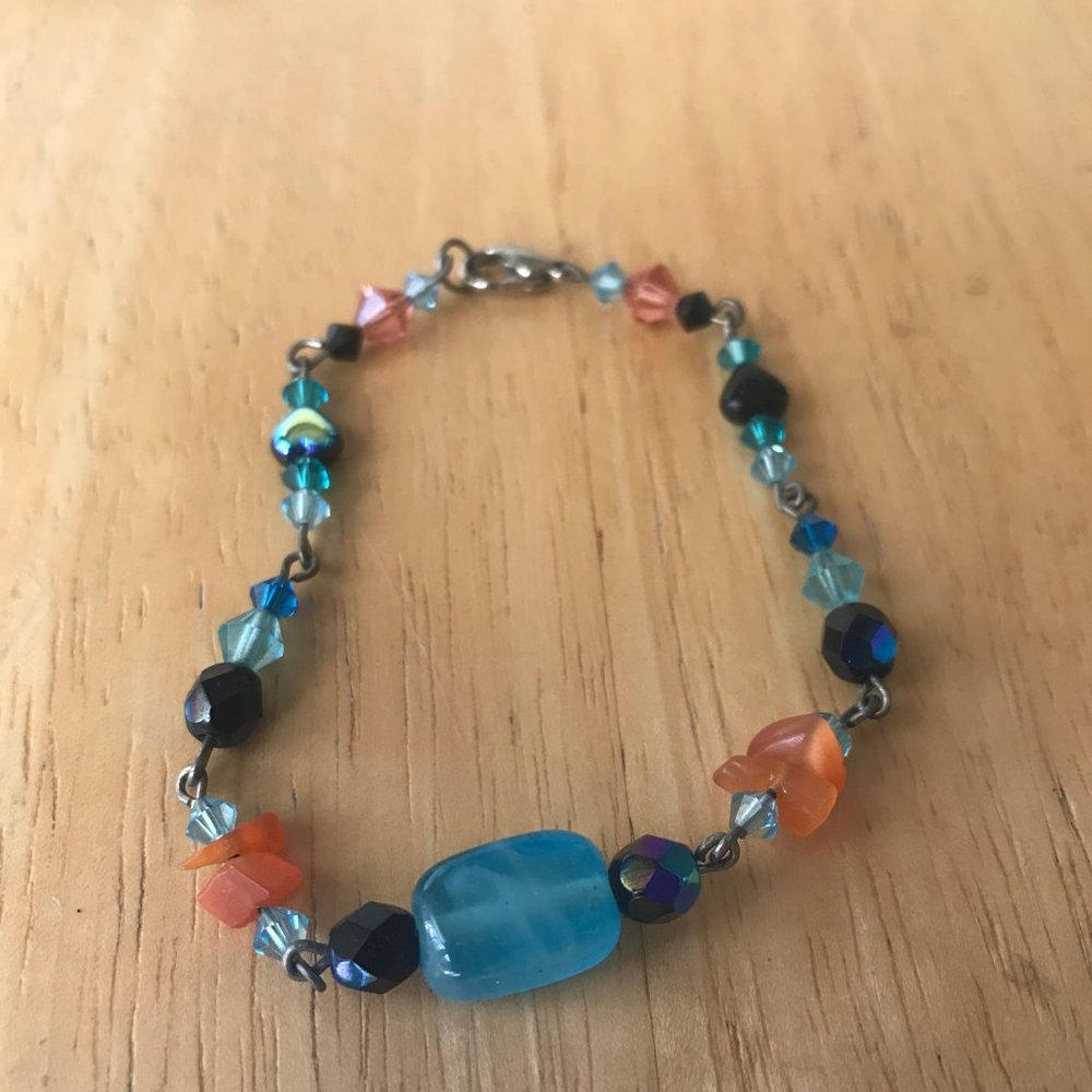 Glass Beaded Bracelet Handmade Vintage One of kind